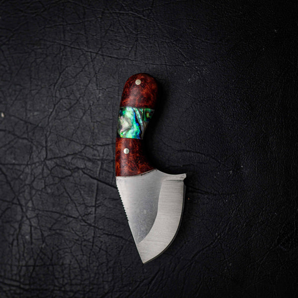 Drop Bear – 440C Stainless Steel, Red Amboyna Burl with Abalone Inlay