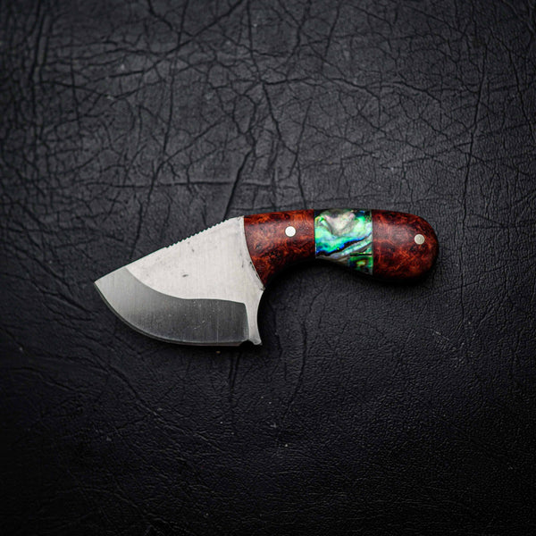 Drop Bear – 440C Stainless Steel, Red Amboyna Burl with Abalone Inlay