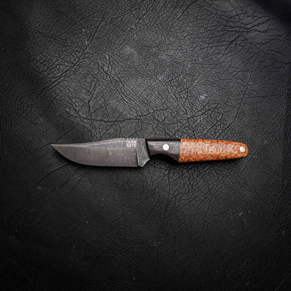 Scout – N690 Steel, Stonewashed Finish, Bog Oak & Afzelia Xlay