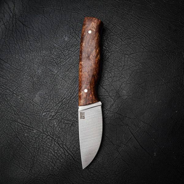 Skinner – Elmax Steel, Satin Finish, Full Stabilised Silkwood Burl