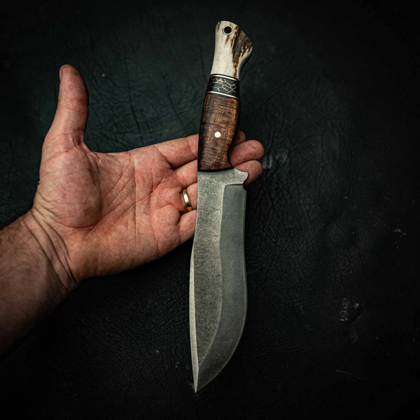 Stonewashed Bear - Tassie Blackwood, Trustone & Antler — View 6 | Iron Gate Knives