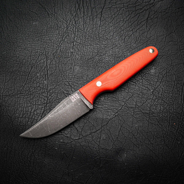 Scout – N690 Steel, Stonewashed Finish, Neon Orange G10