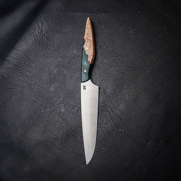 Chef Knife – 12C27 Stainless Steel, Epoxy Hybrid Handle with Speckled Blue Dye (230mm)