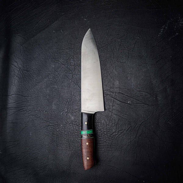 Santoku – 12C27 Stainless Steel, Buffalo Horn with Double TruStone Spacers & Western Myall (185mm)
