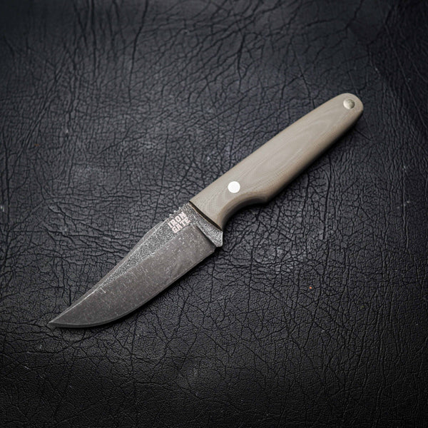 Scout – N690 Steel, Stonewashed Finish, Khaki G10