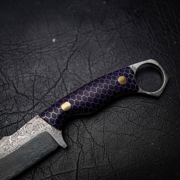 Mini Hunter – Stainless Damascus, Purple C-Tek Handle