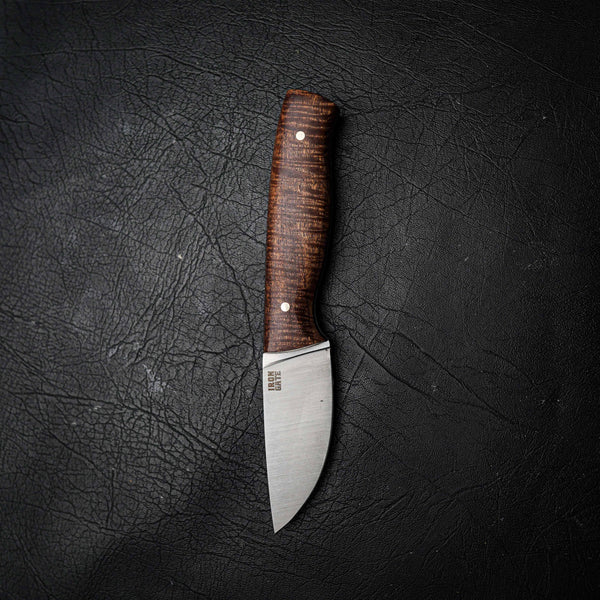 Skinner – Elmax Steel, Satin Finish, Curly Acacia Handle