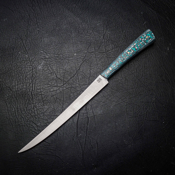 Flexxy Fillet – Stainless Steel, Blue & White Carbon Fiber Handle (300mm)
