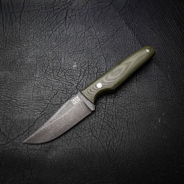 Scout – N690 Steel, Stonewashed Finish, Olive Green G10