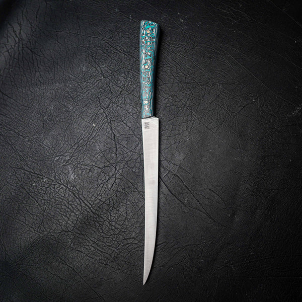 Flexxy Fillet – Stainless Steel, Blue & White Carbon Fiber Handle (300mm)