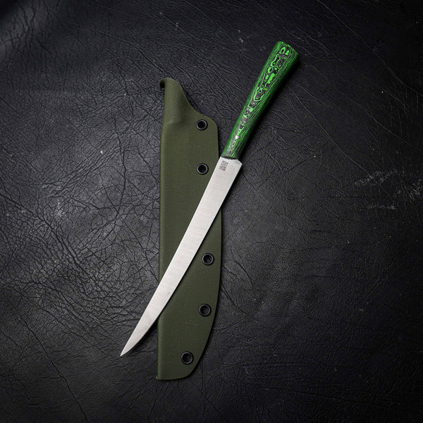 Flexxy Fillet – Stainless Steel, Green Carbon Fiber Handle (300mm)