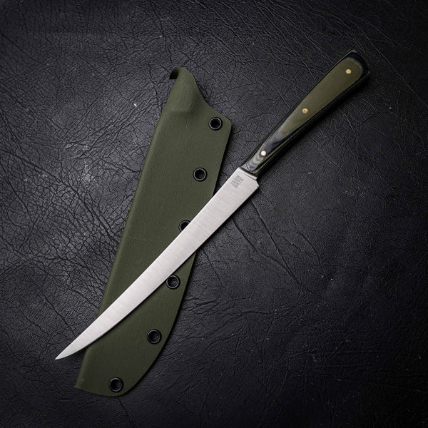Flexxy Fillet – Stainless Steel, Black & Green G10 Camo Handle (300mm)