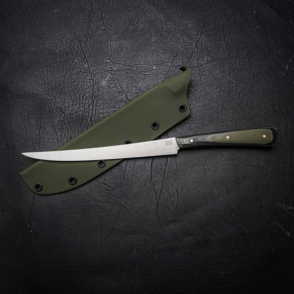 Flexxy Fillet – Stainless Steel, Black & Green G10 Camo Handle (300mm)