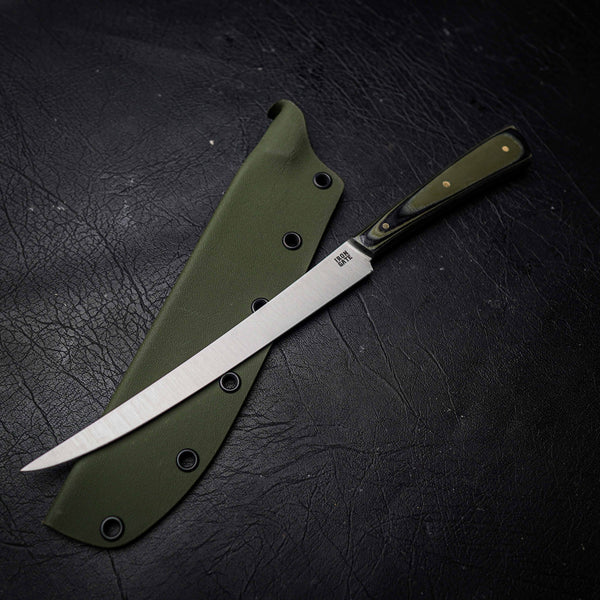 Flexxy Fillet – Stainless Steel, Black & Green G10 Camo Handle (300mm)