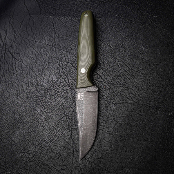 Scout – N690 Steel, Stonewashed Finish, Olive Green G10