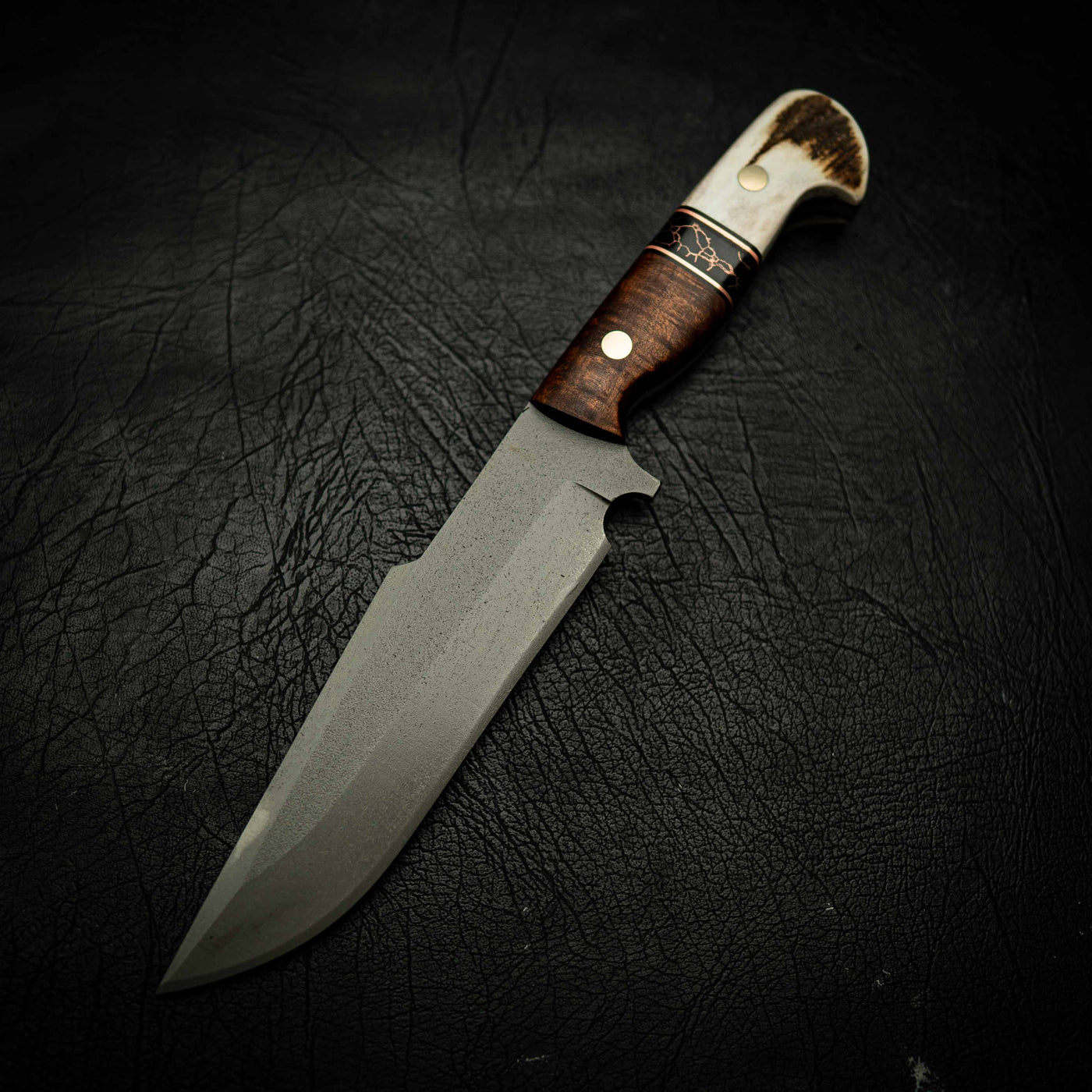 XL Hunter – Tassie Blackwood, Copper TruStone & Deer Antler — Iron Gate Knives | Handmade in Australia