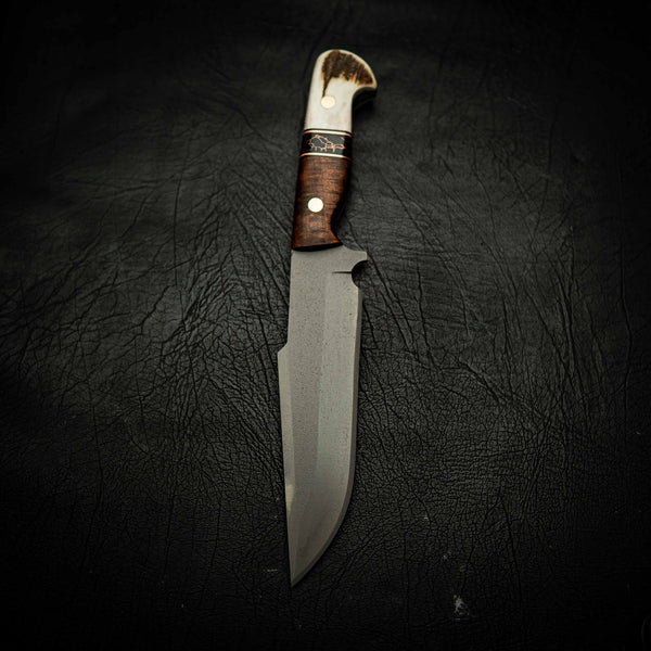 XL Hunter – Tassie Blackwood, Copper TruStone & Deer Antler — Alternate view | Iron Gate Knives