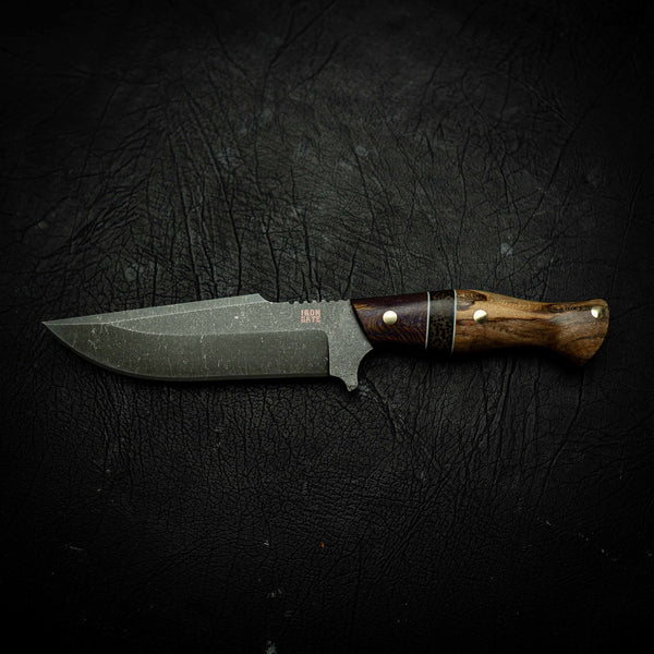 Hunter – Stonewashed N690 with Spalted Maple &  Dyed Banksia