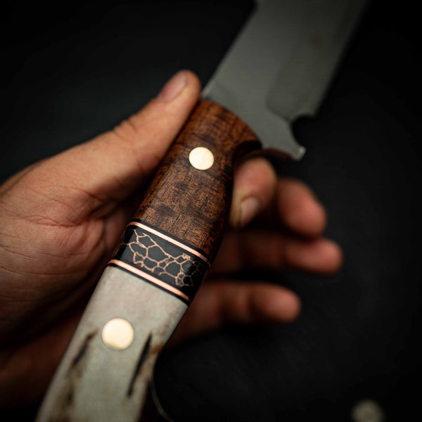 Custom handmade knife by Iron Gate Knives showing blade detail