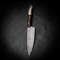 Pre-Order — Medium Chef Knife – Stonewashed N690 | Tassie Blackwood, TruStone & Deer Antler