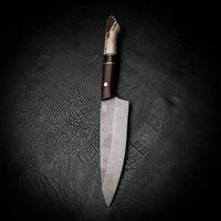 Pre-Order — Medium Chef Knife – Stonewashed N690 | Tassie Blackwood, TruStone & Deer Antler