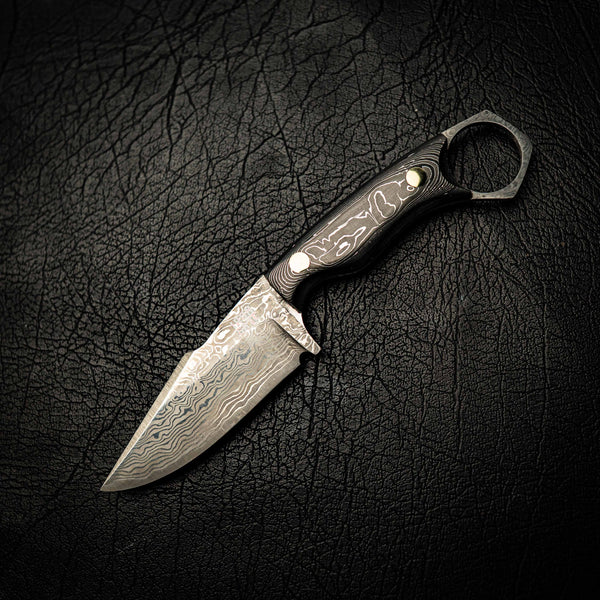 Damascus Mini Hunter – Carbon Fiber & Aluminium Layer Composite