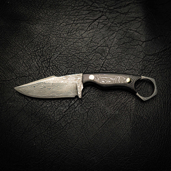 Damascus Mini Hunter – Carbon Fiber & Aluminium Layer Composite